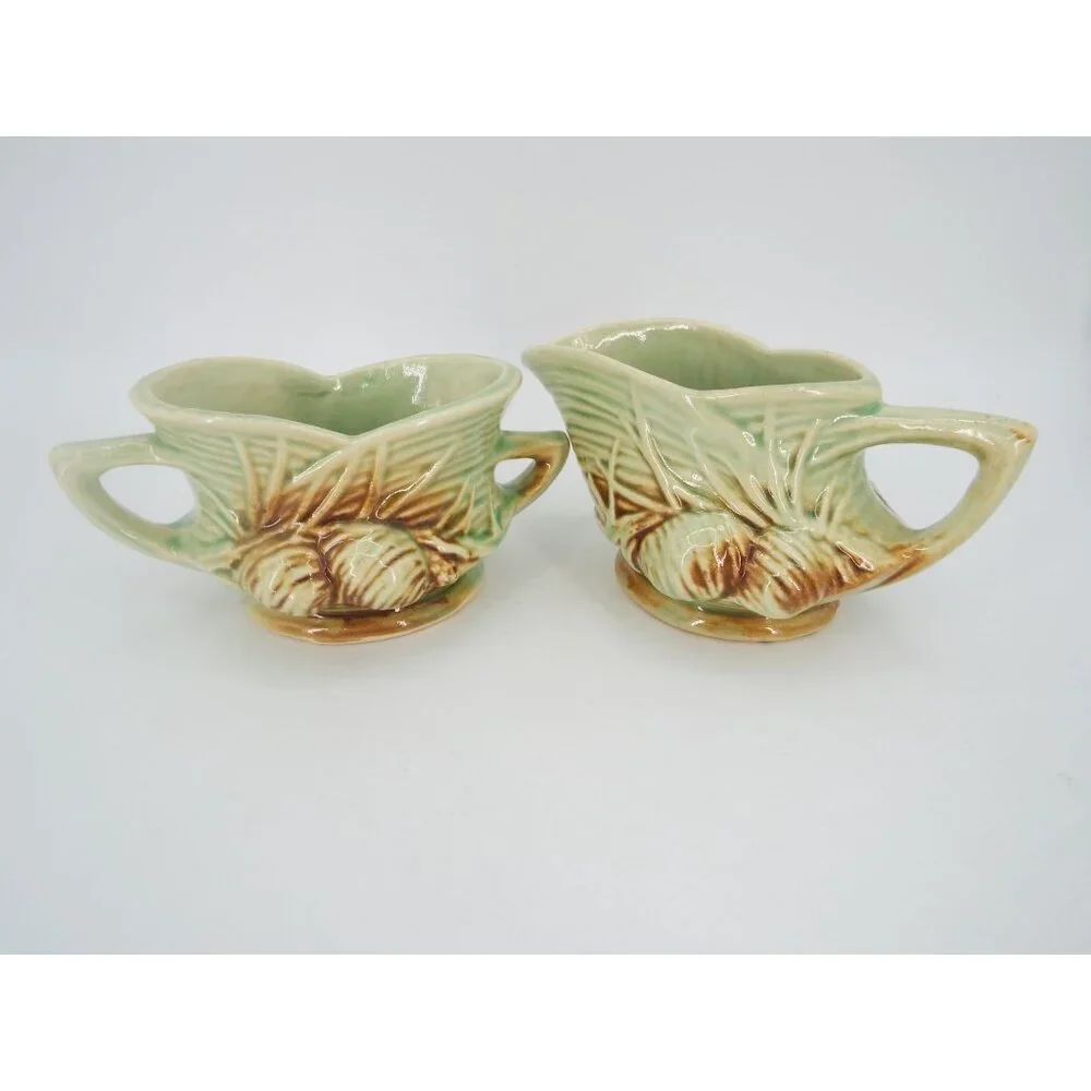 Vintage McCoy Pottery Pine Cone Creamer and Sugar Bowl Set